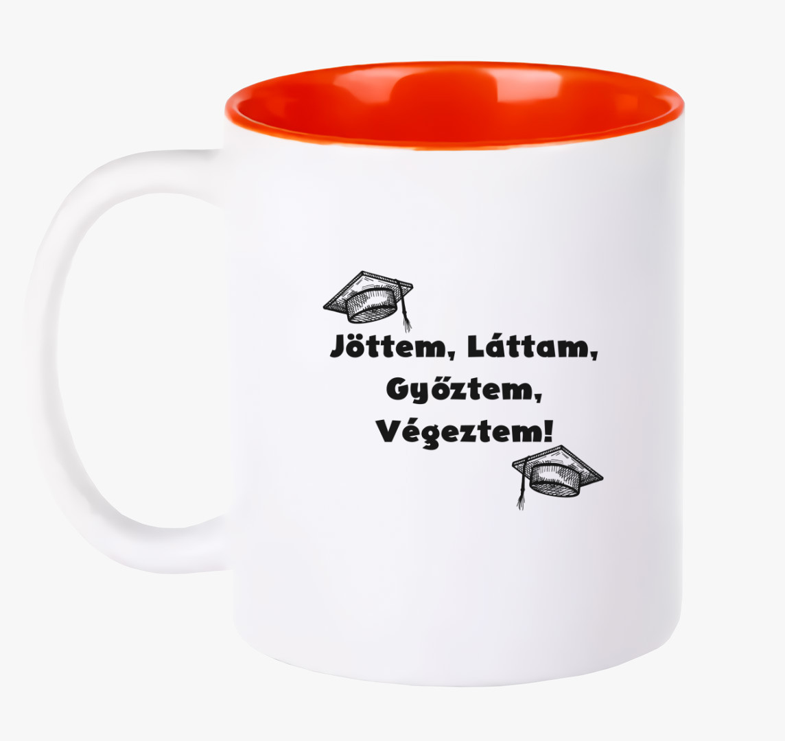 Jöttem, láttam, győztem, végeztem bögre — Piros