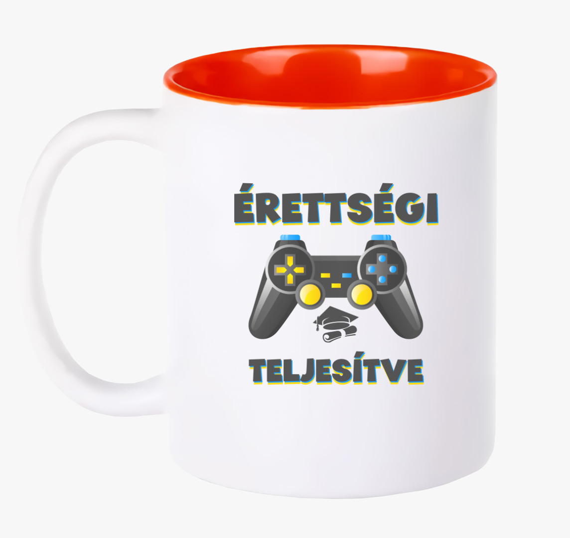 Érettségi teljesítve gamer bögre — Piros