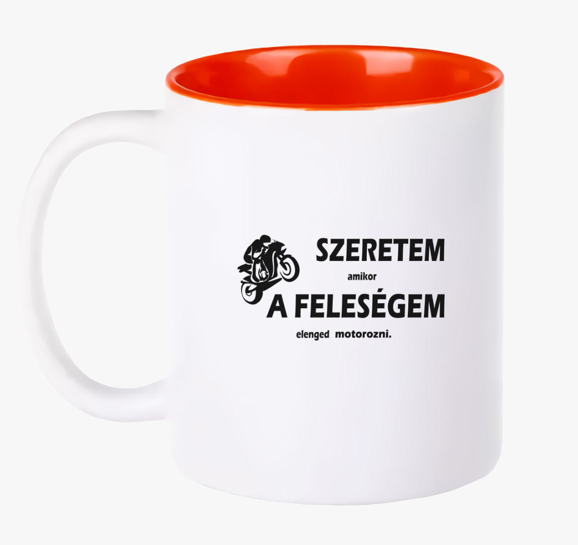 Szeretem amikor a feleségem elenged motorozni bögre — Piros