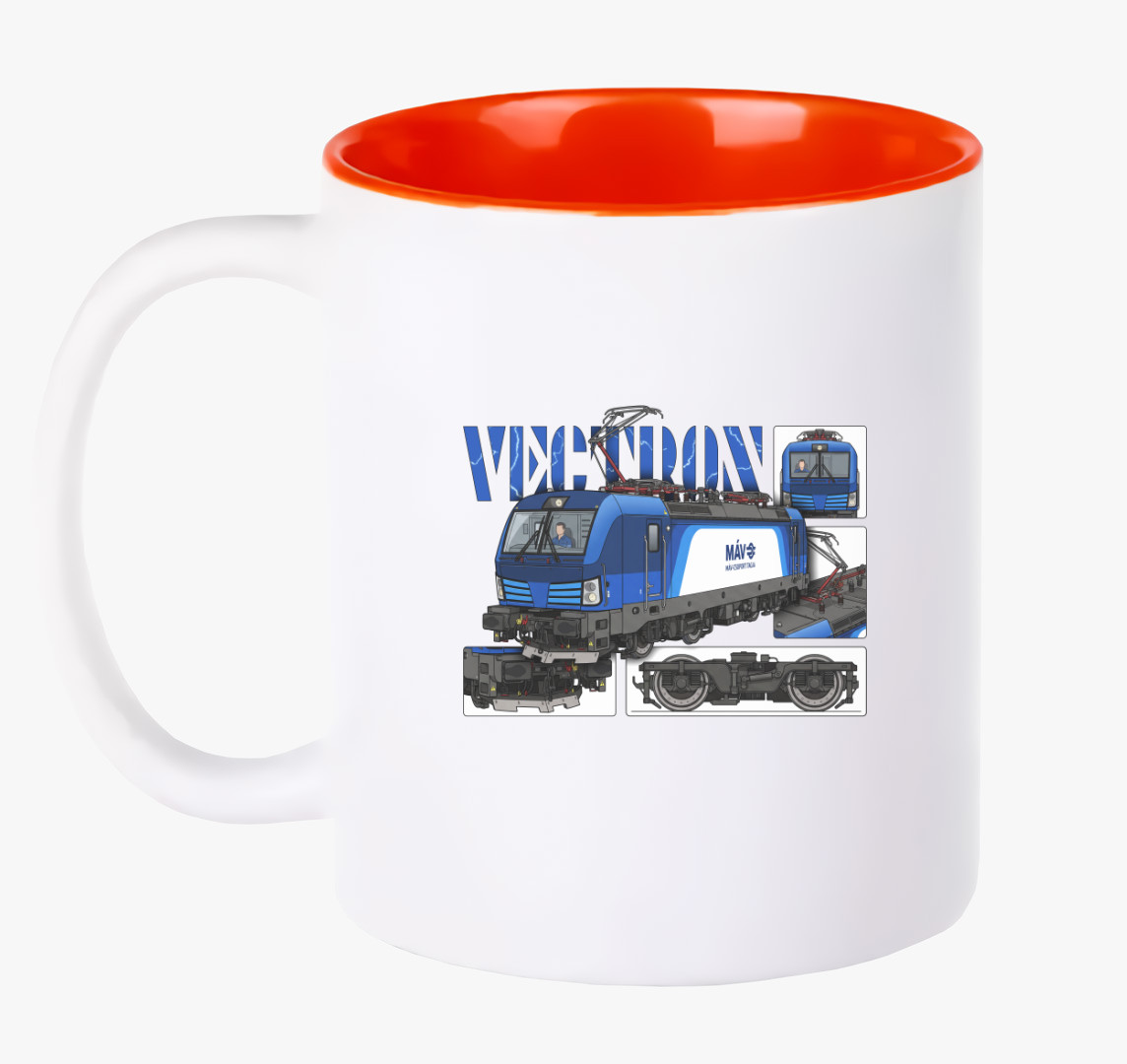 Vonatok, mozdonyok: Vectron bögre — Piros