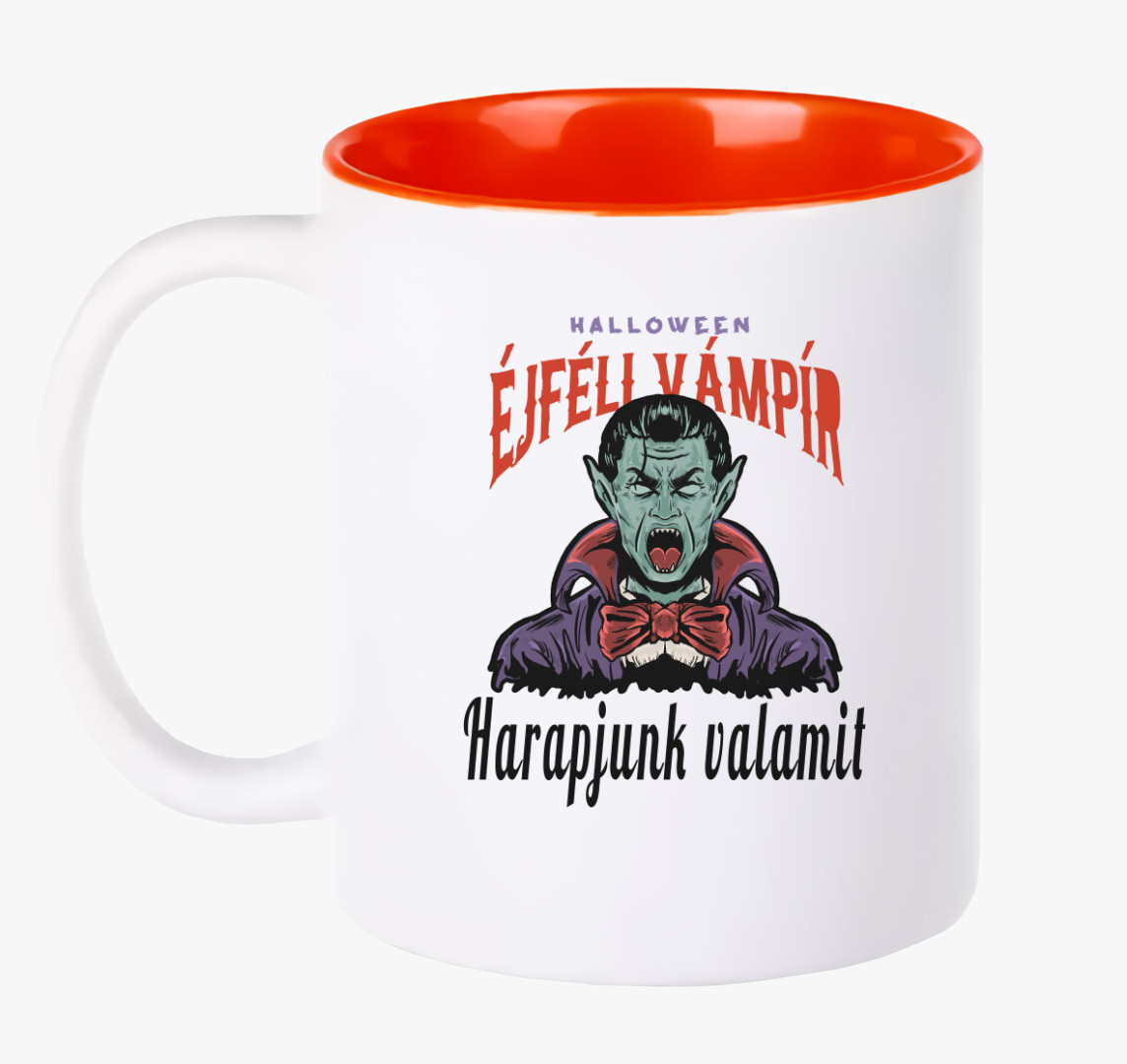 Éjféli vámpír halloweeni bögre — Piros