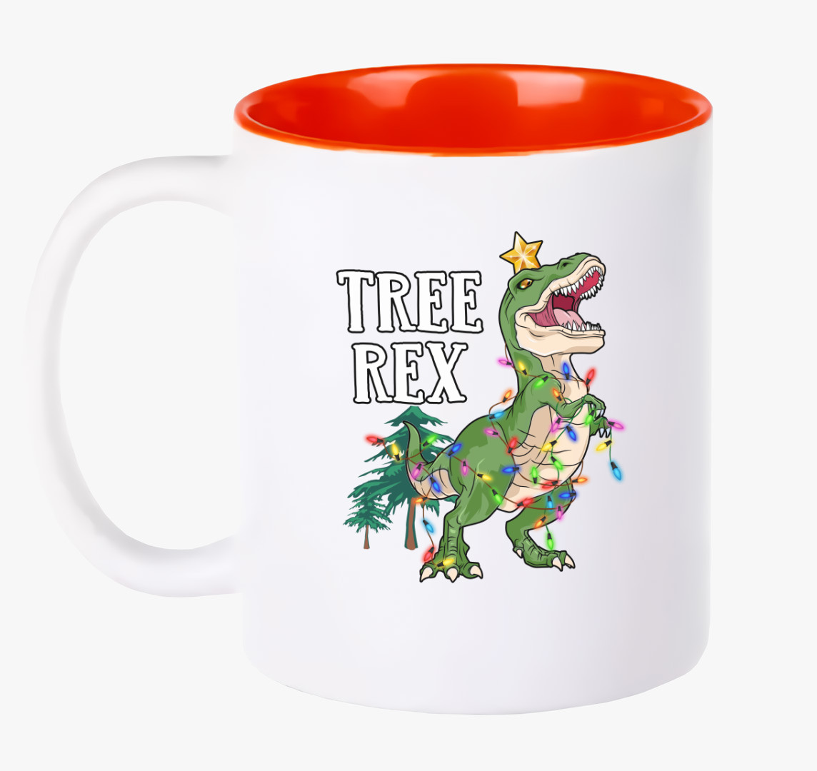 Tree Rex karácsonyi bögre — Piros