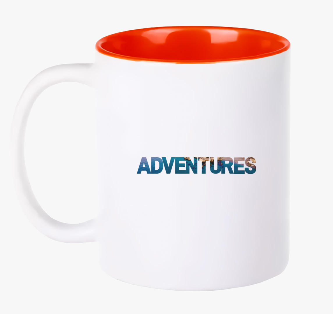 Adventures, kalandok tájkép bögre — Piros