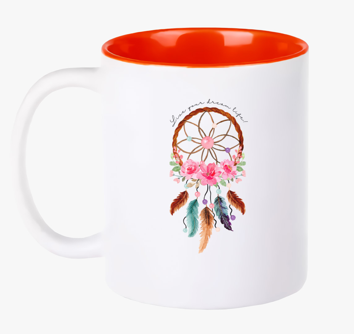 Álomfogó hippie bögre, live your dream life - angol — Piros