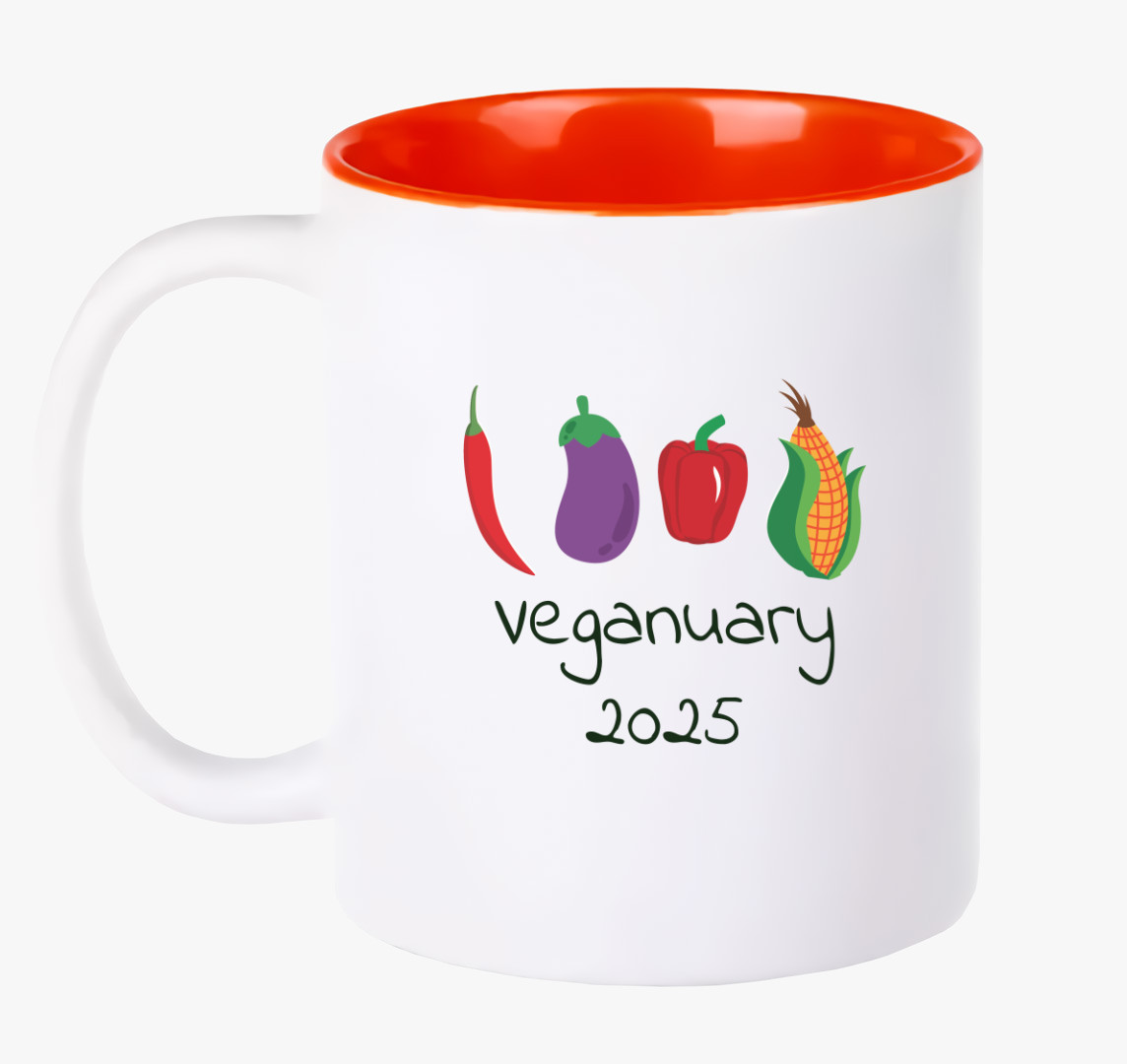 Veganuary 2023 (zöldségekkel) bögre — Piros