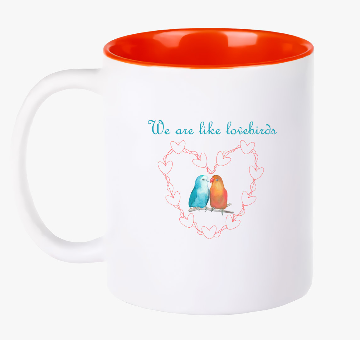We are like lovebirds bögre — Piros