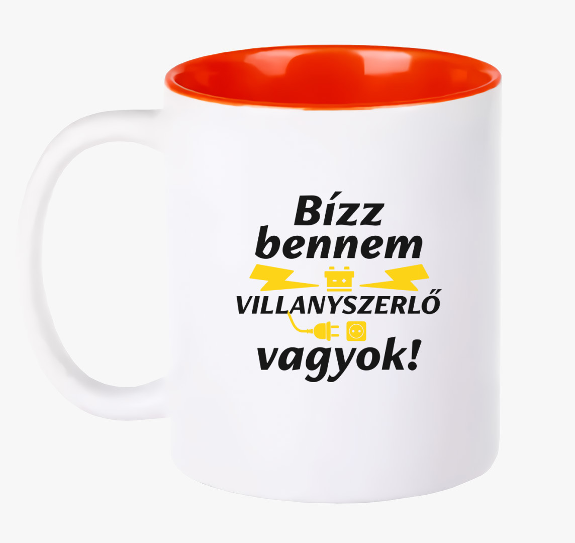 Bízz bennem villanyszerelő vagyok bögre — Piros