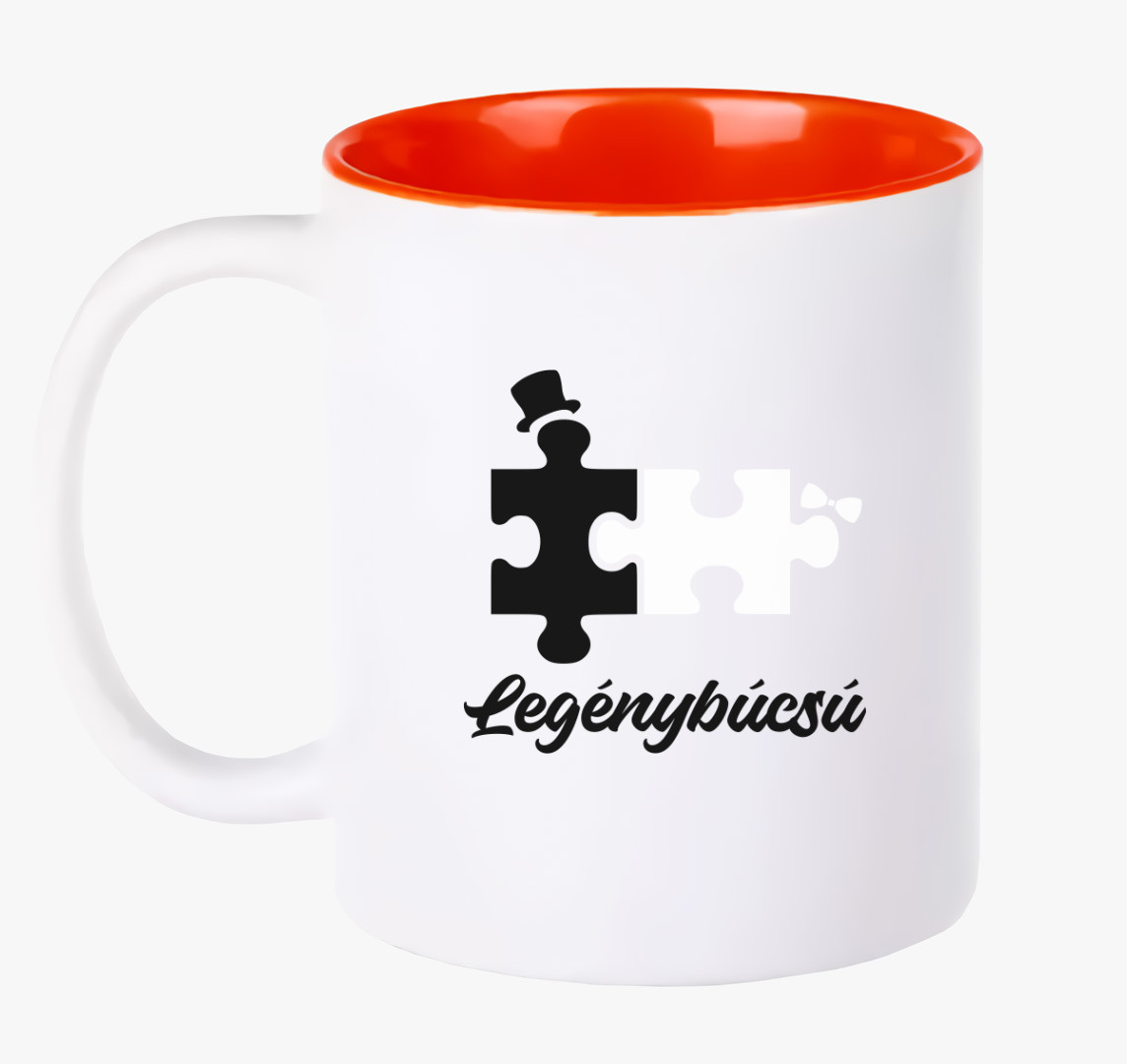 Legénybúcsú puzzle legénybúcsúra bögre — Piros