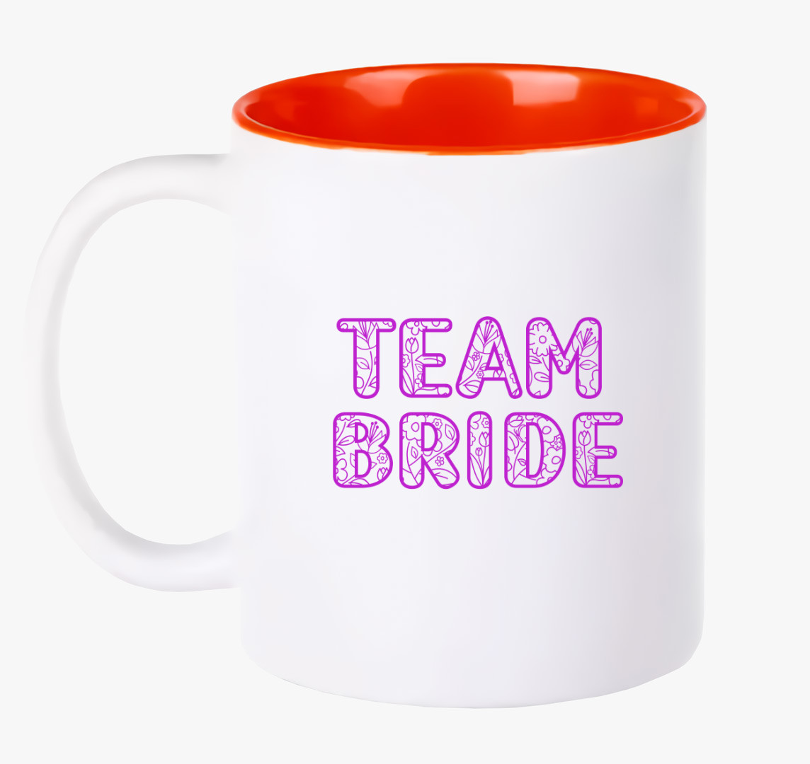 TEAM Bride virágos pink bögre — Piros