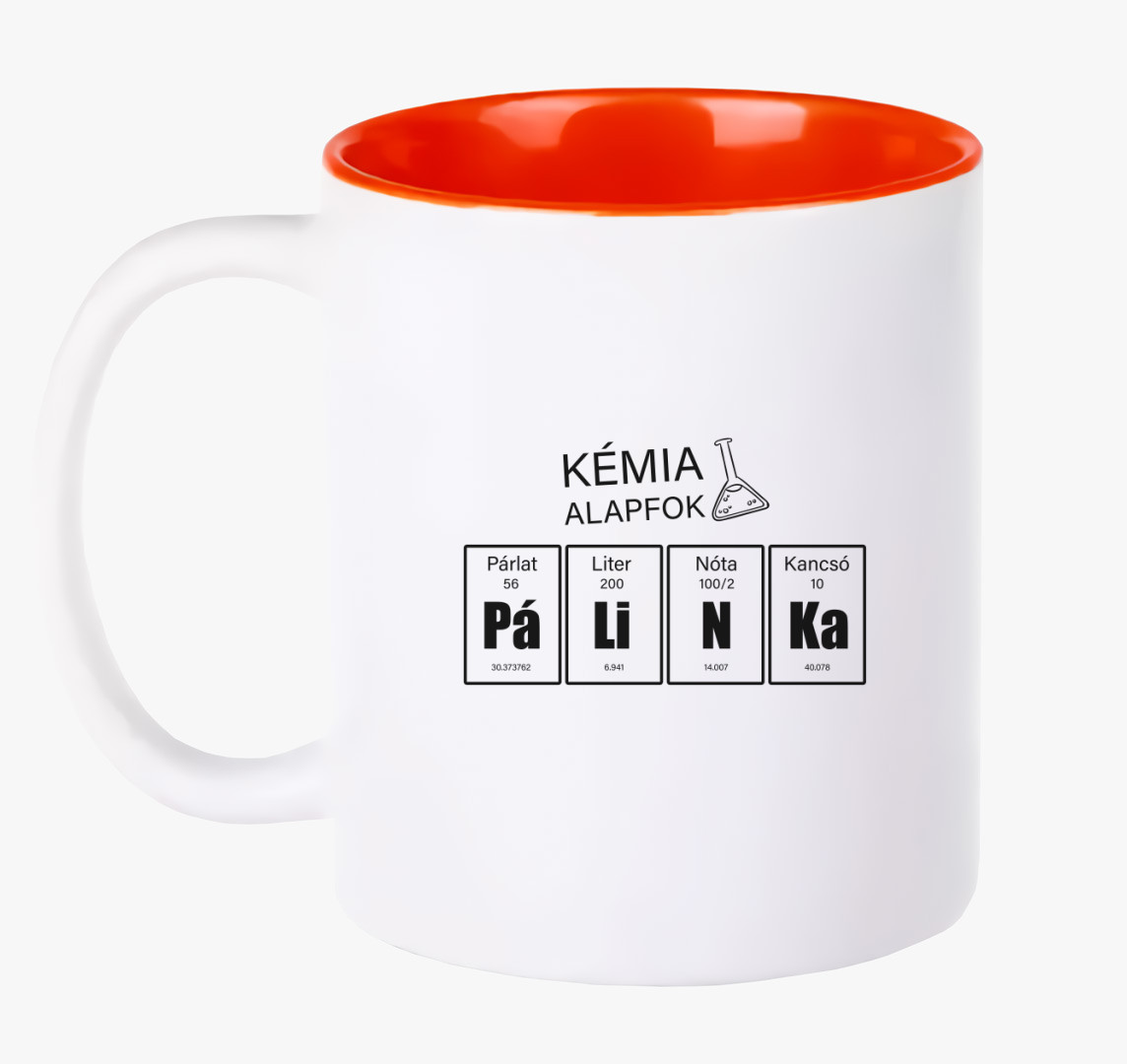 Pálinka kémia fehér vicces bögre — Piros