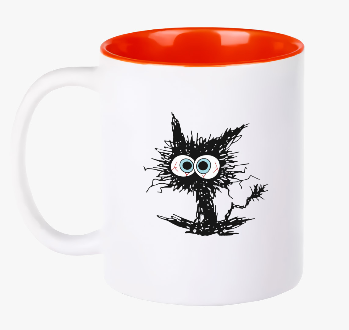 Black cat meme bögre — Piros
