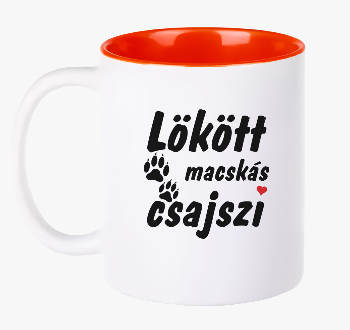Lökött macskás csajszi bögre — Piros