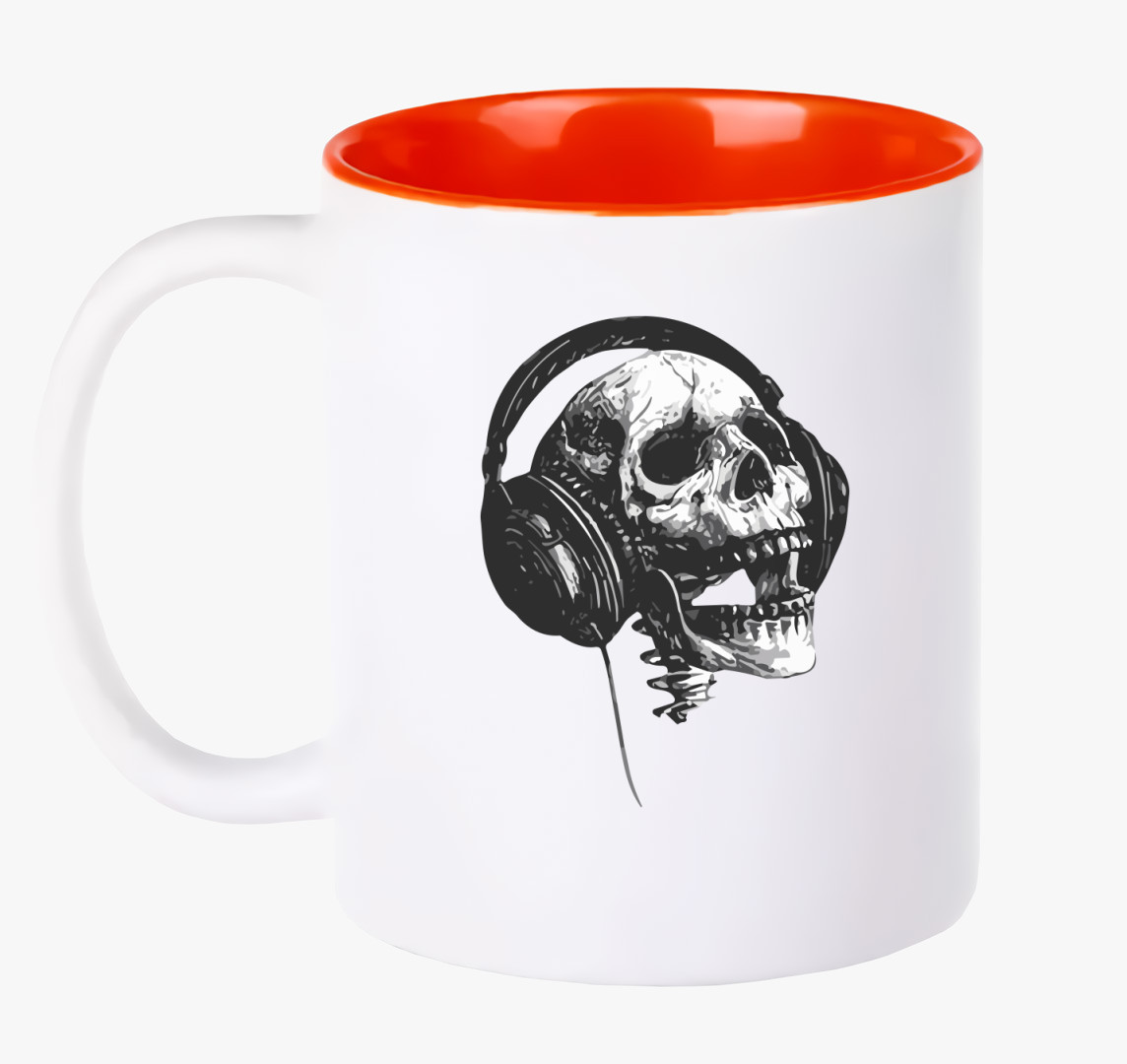 Skull music headset bögre — Piros
