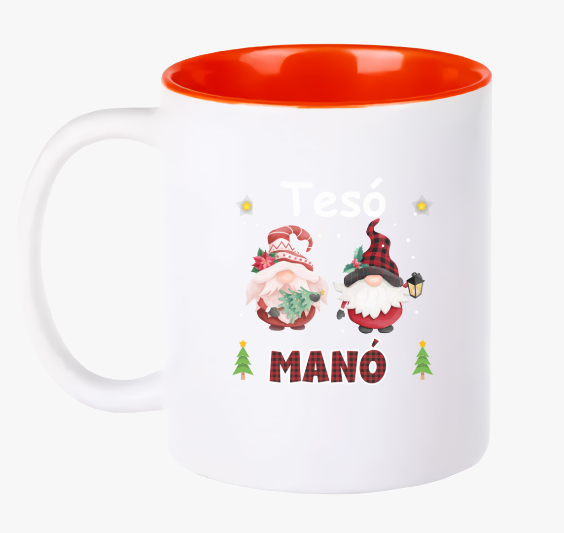 Tesó karácsonyi manó bögre — Piros