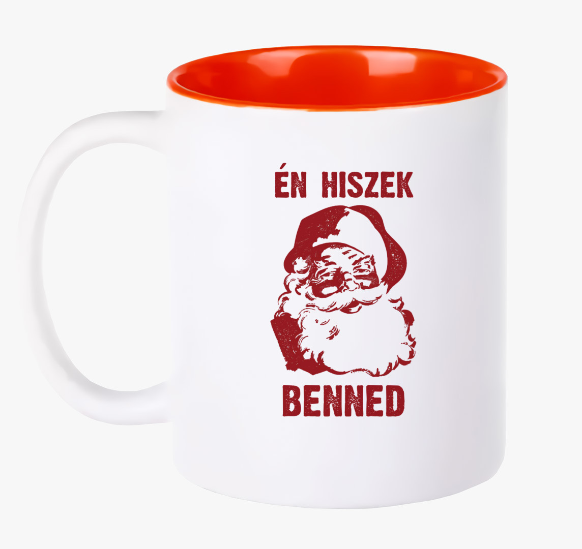Én hiszek benned karácsonyi bögre — Piros