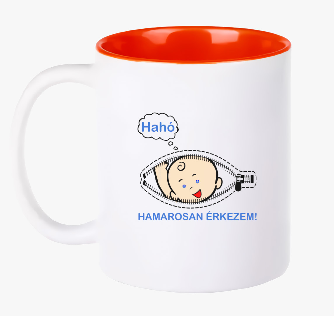 Hamarosan érkezem kismama bögre — Piros
