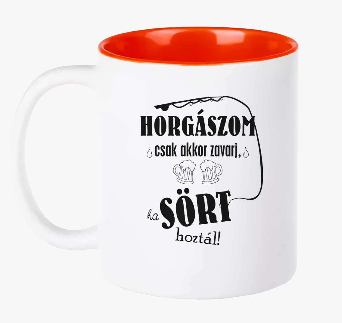 Horgászos Sörös bögre — Piros