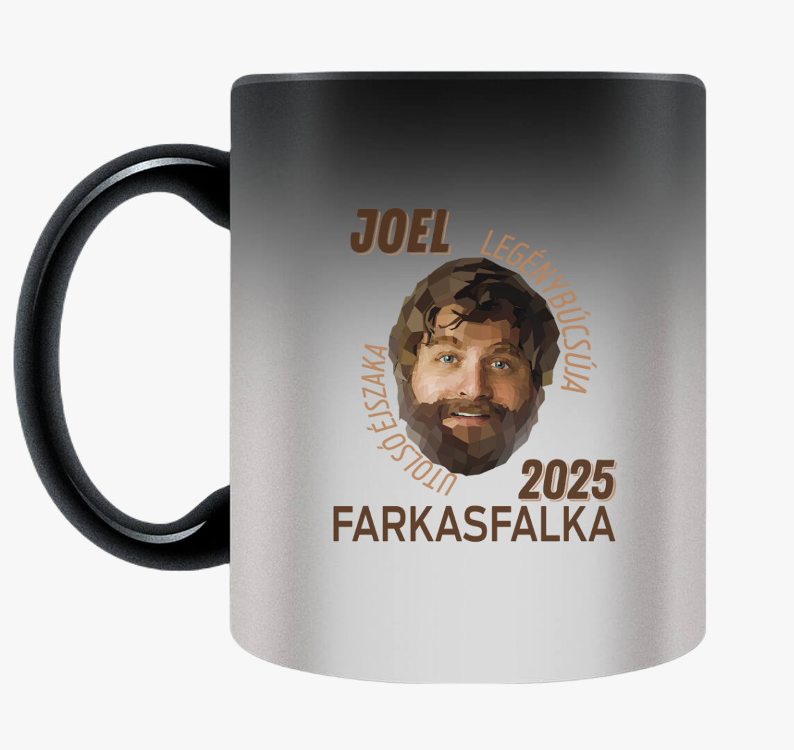 Farkasfalka legénybúcsús feles pohár — Varázs bögre