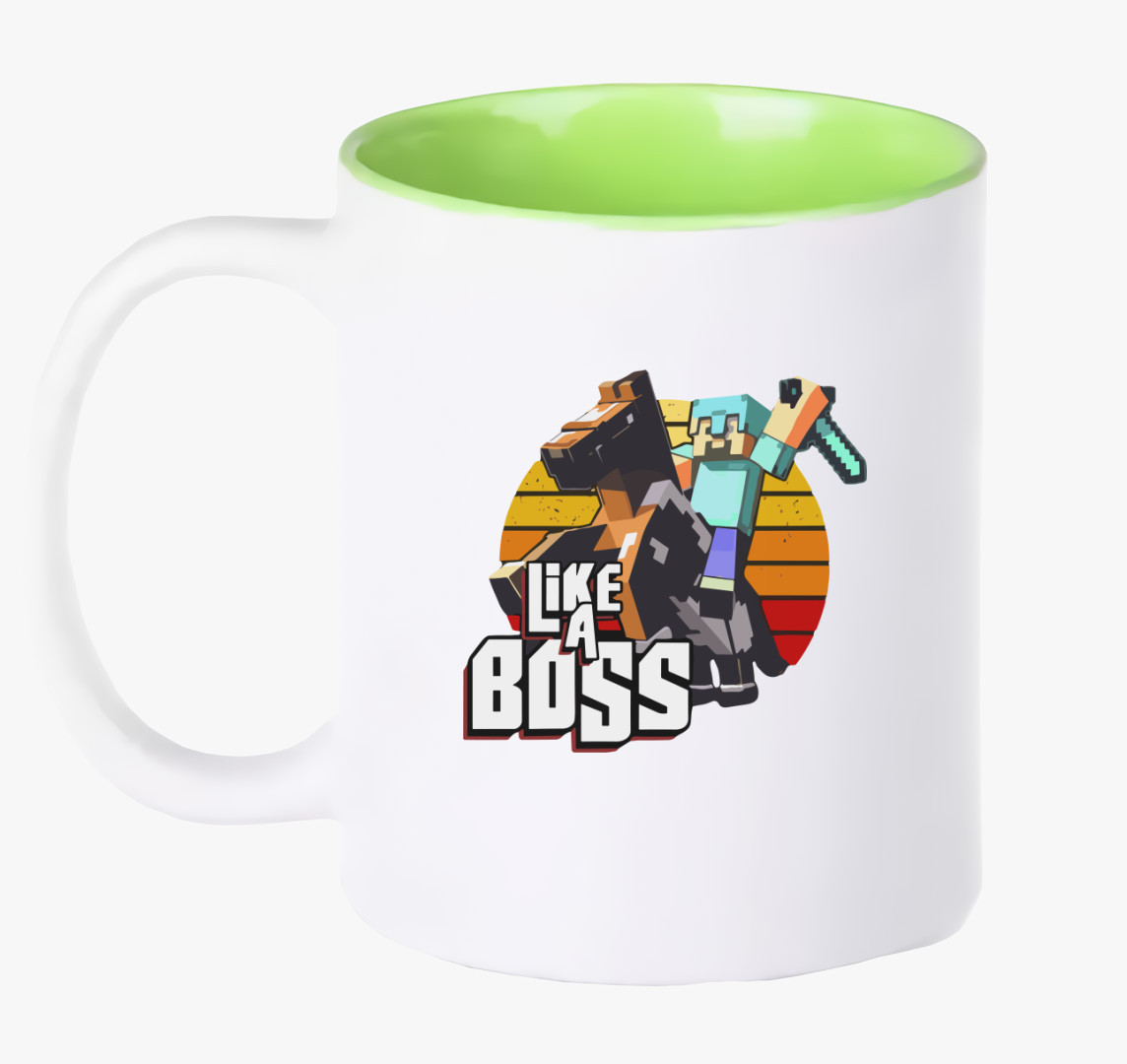 Minecraft Like a boss bögre — Zöld
