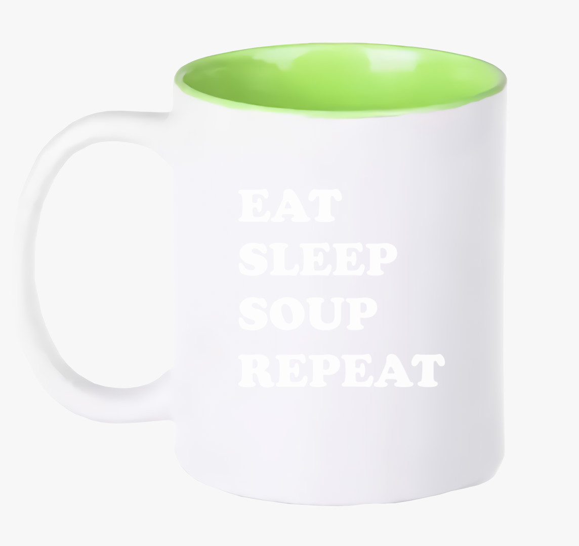 EAT SLEEP SOUP bögre — Zöld