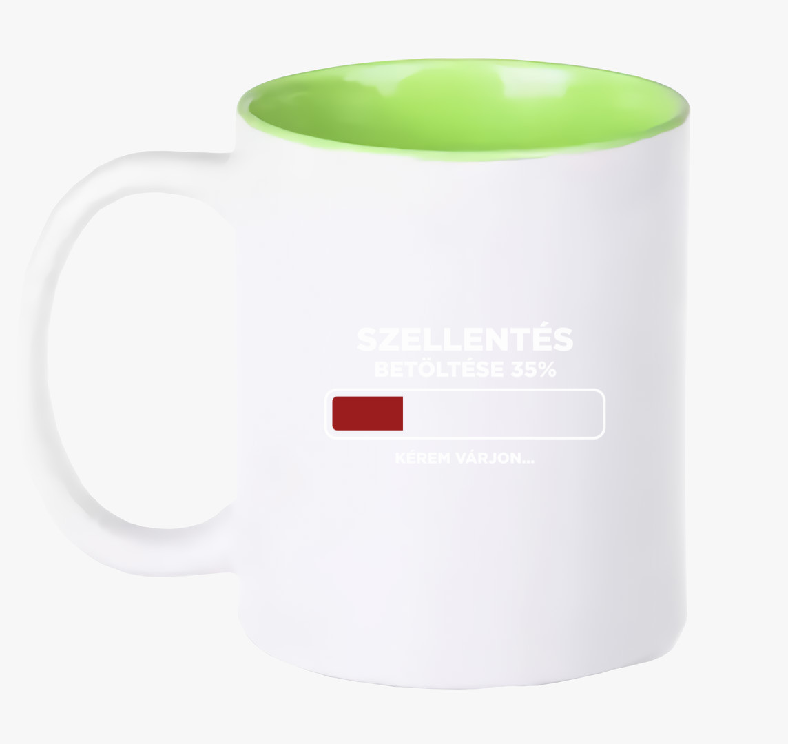 Szellentős Fingós  vicces bögre — Zöld