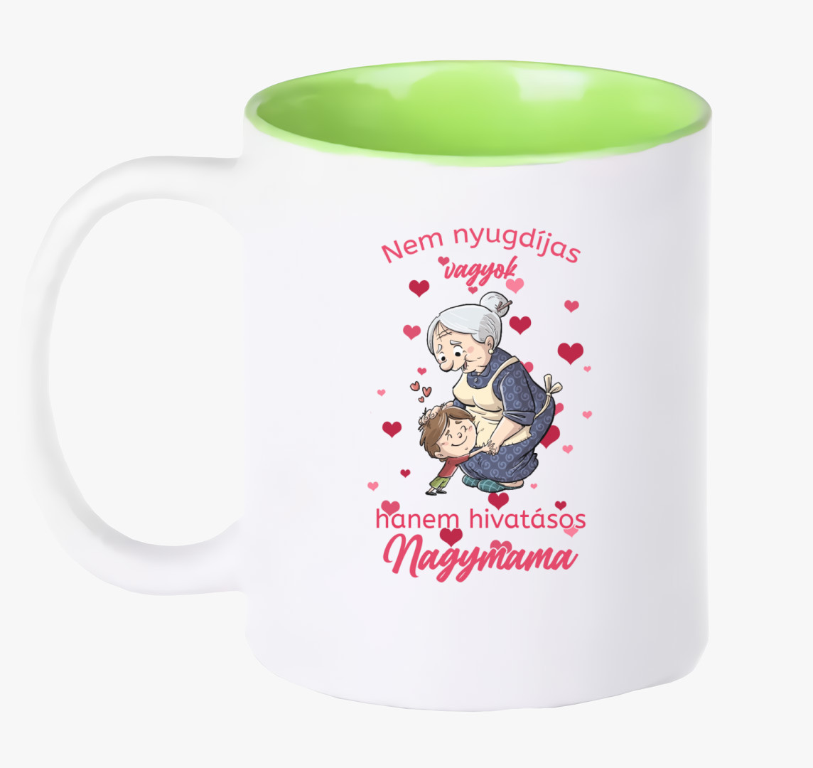Nyugdíjas nagymama bögre — Zöld