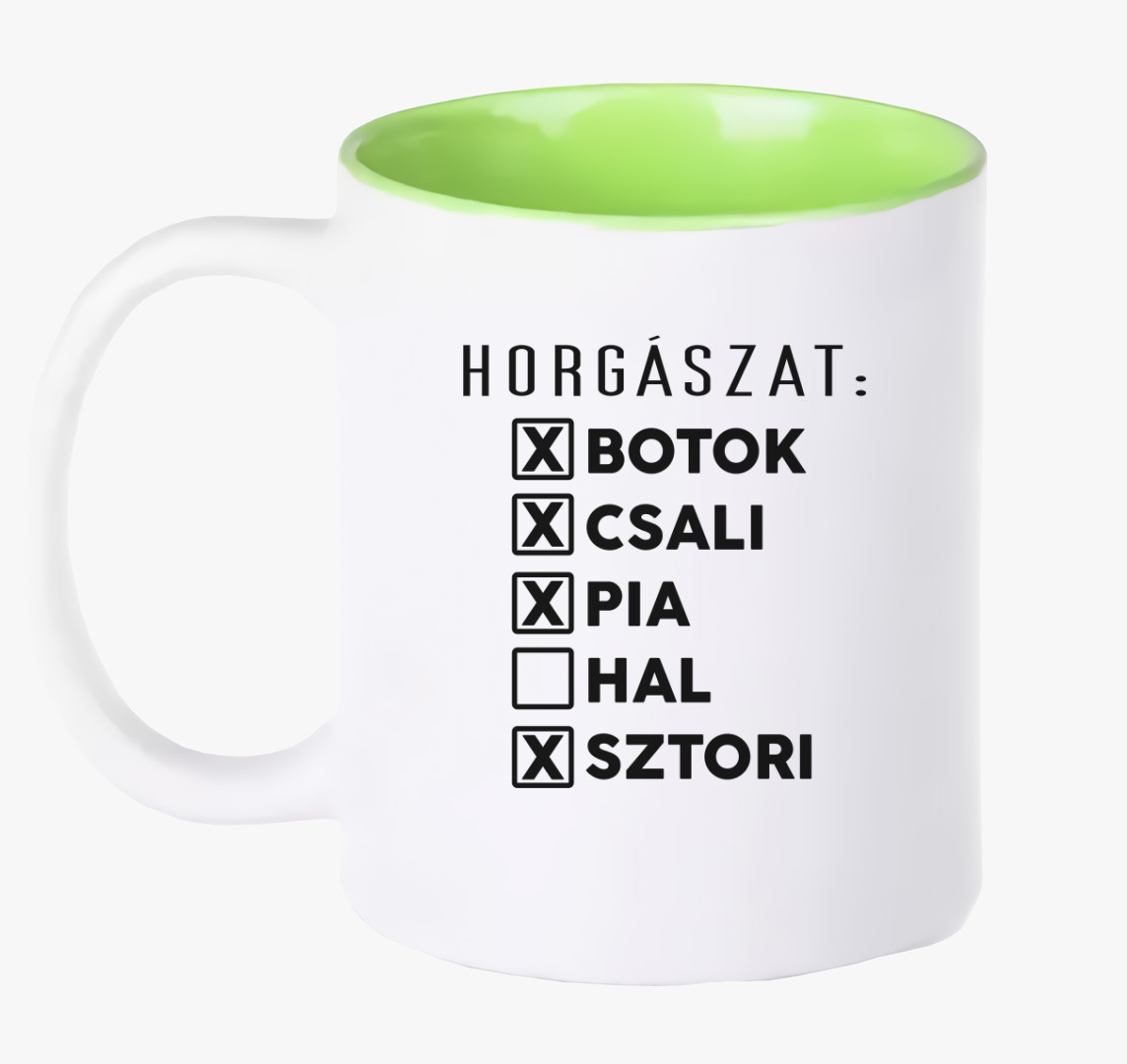 Horgász lista bögre — Zöld