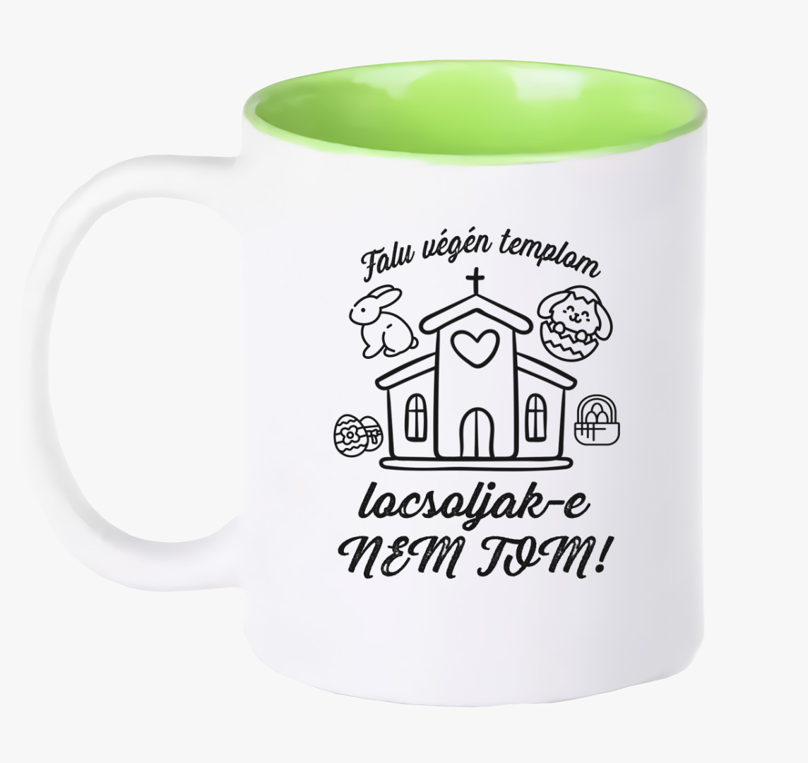 Falu végén templom... locsolkodós bögre — Zöld