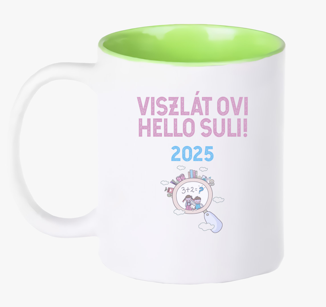 Viszlát ovi, hello suli 2025 bögre — Zöld