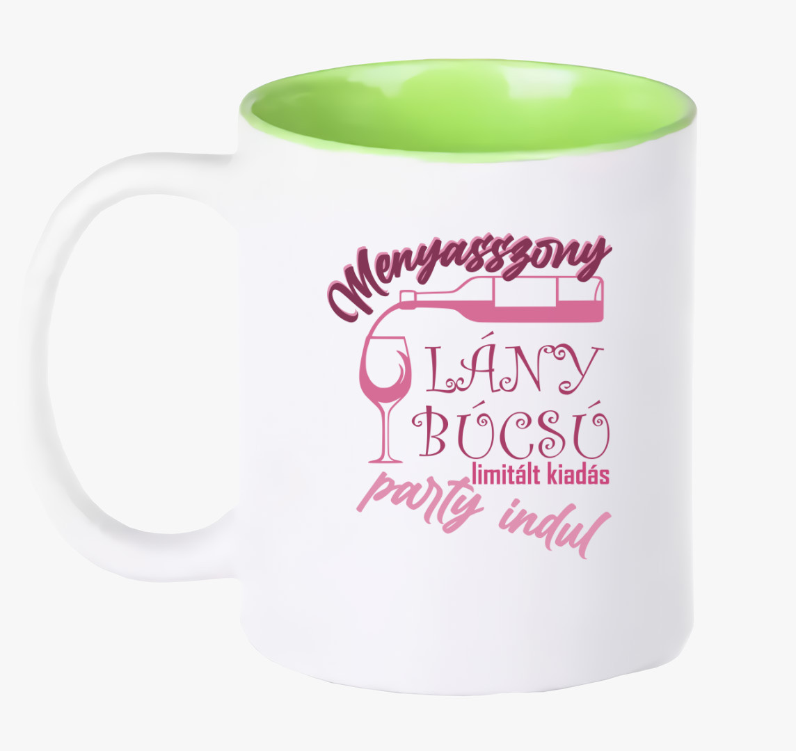 Lánybúcsú party kezdődik Menyasszonynak bögre — Zöld