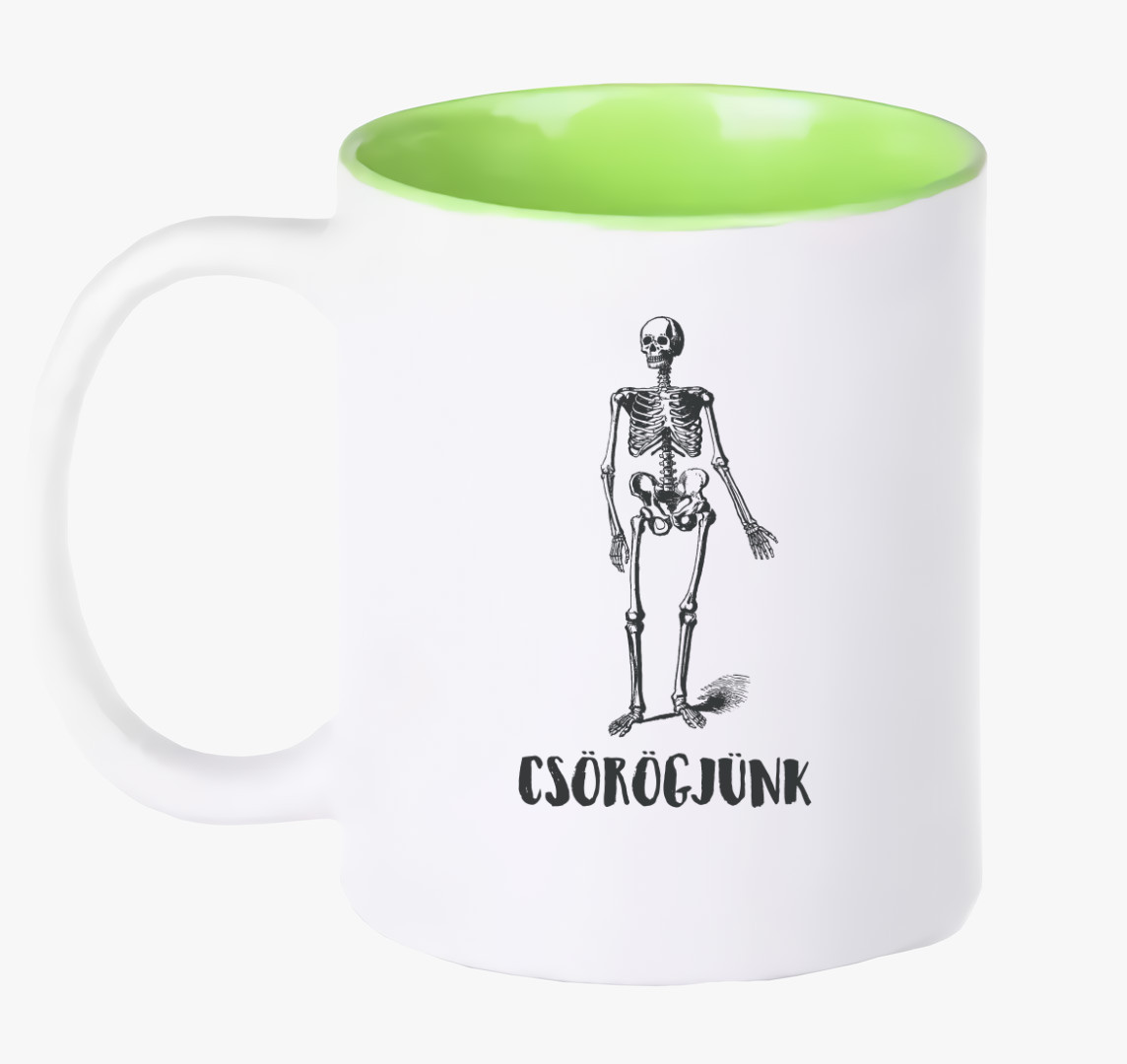 Csörögjünk csontváz bögre — Zöld