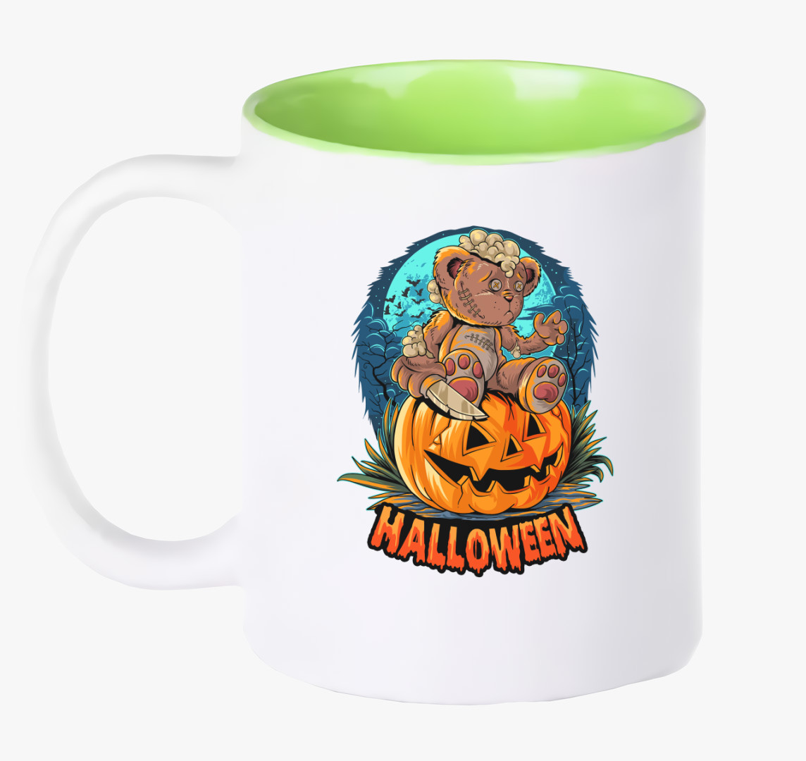 Teddy macis halloweeni bögre — Zöld