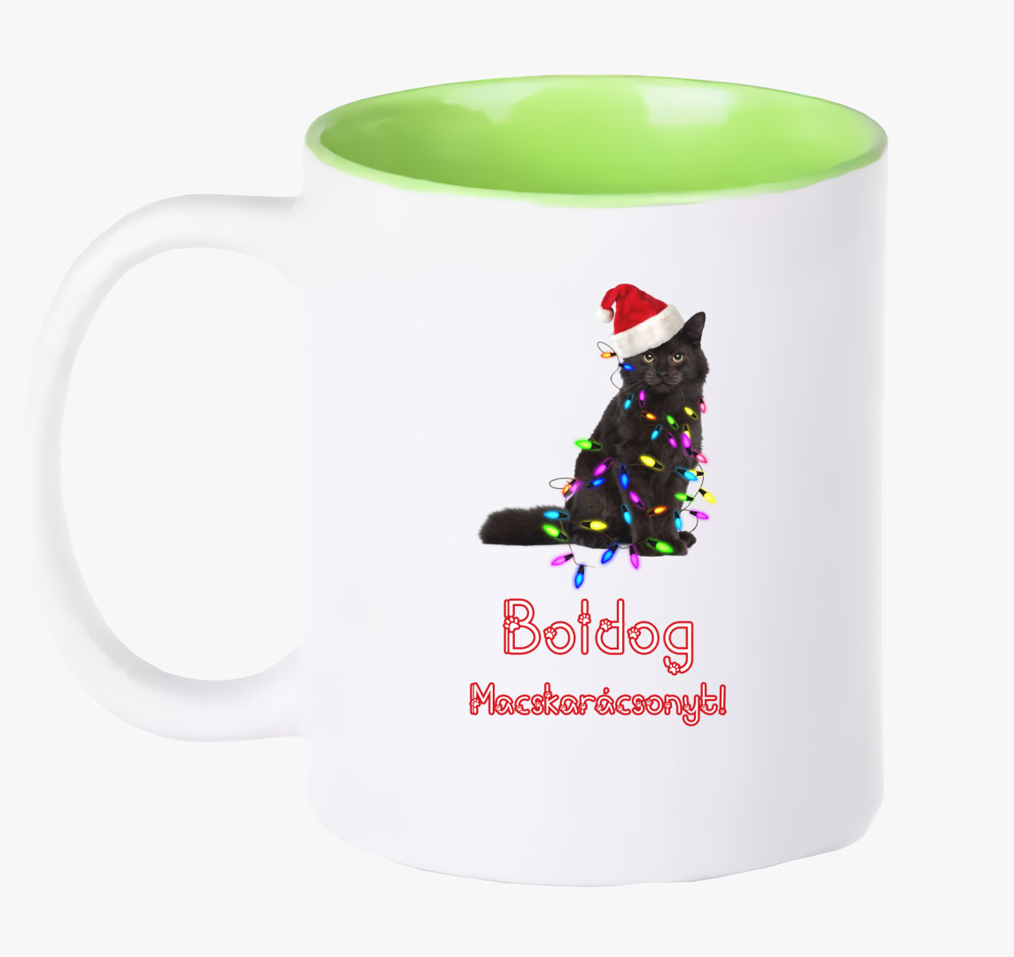 Macskarácsony bögre — Zöld