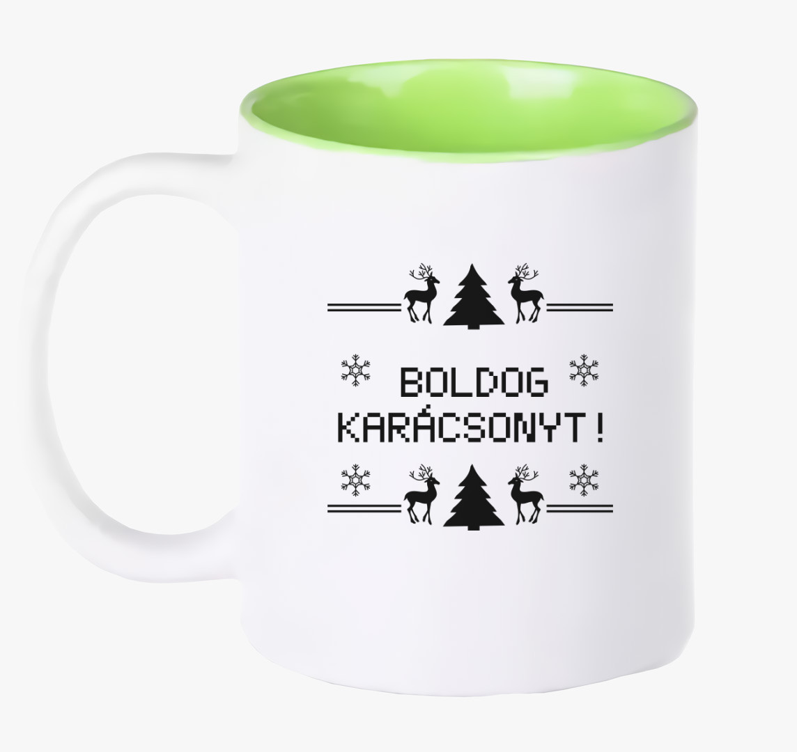 Boldog karácsonyt 8 bit-es bögre — Zöld