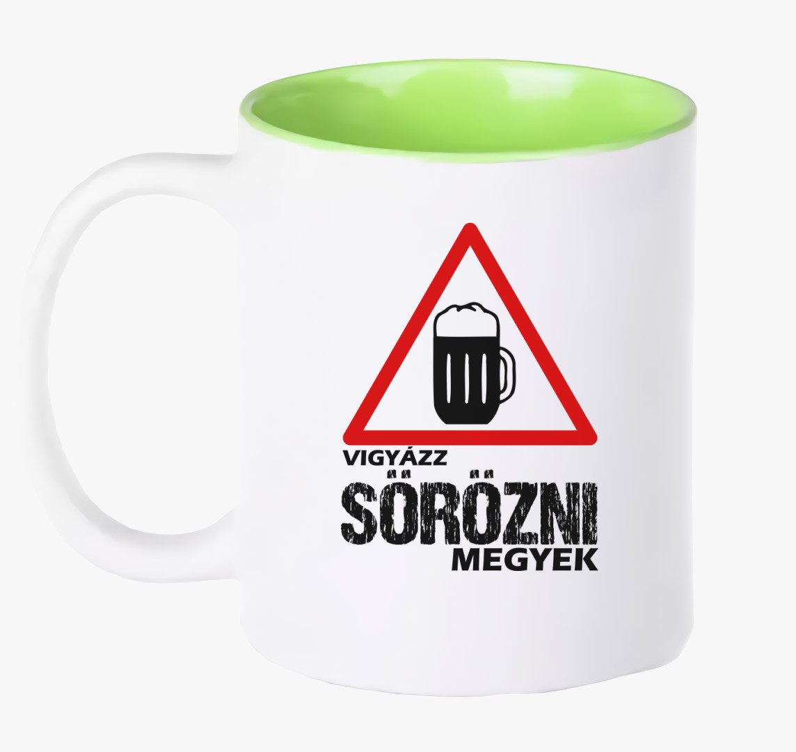 Vigyázz sörözni megyek bögre — Zöld