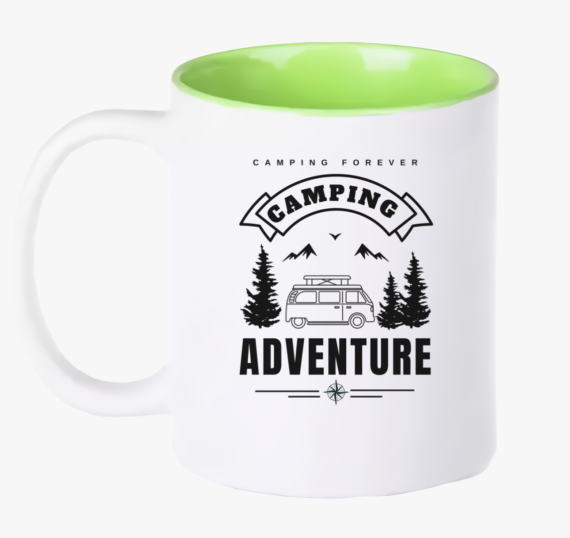 Campervan camping adventure bögre — Zöld