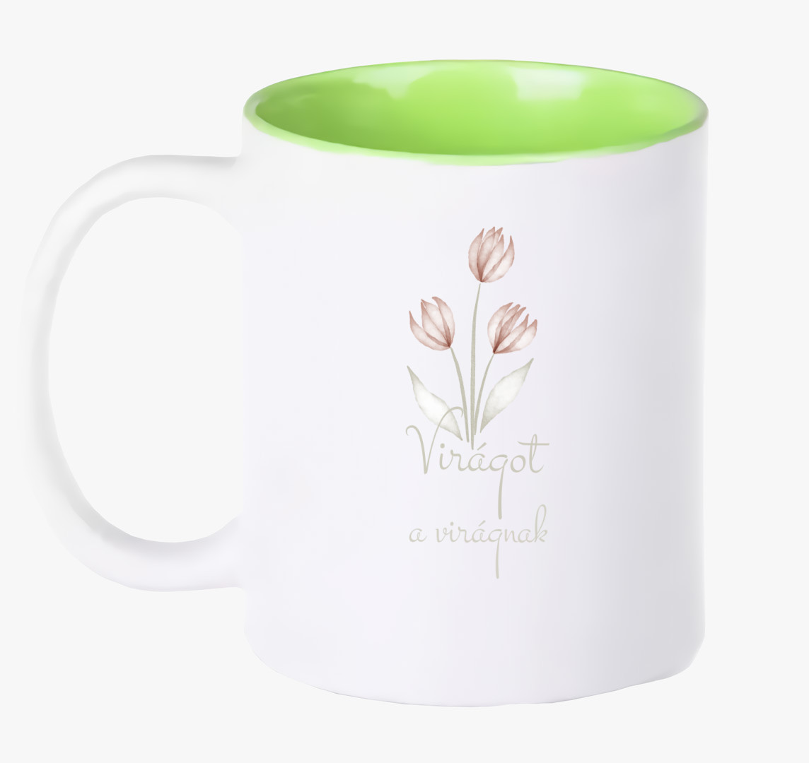 Virágot a virágnak (világos design) bögre — Zöld