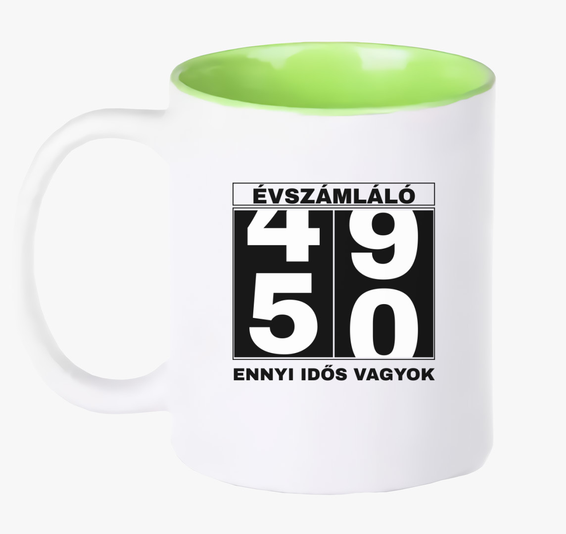 Évszámláló 50 éves szülinapi bögre — Zöld