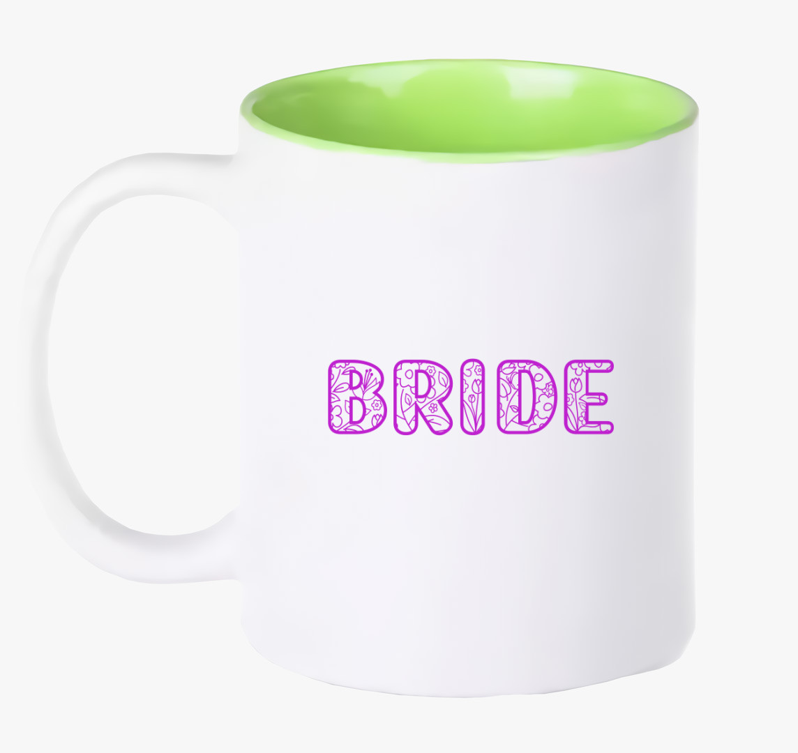 Bride virágos pink bögre — Zöld