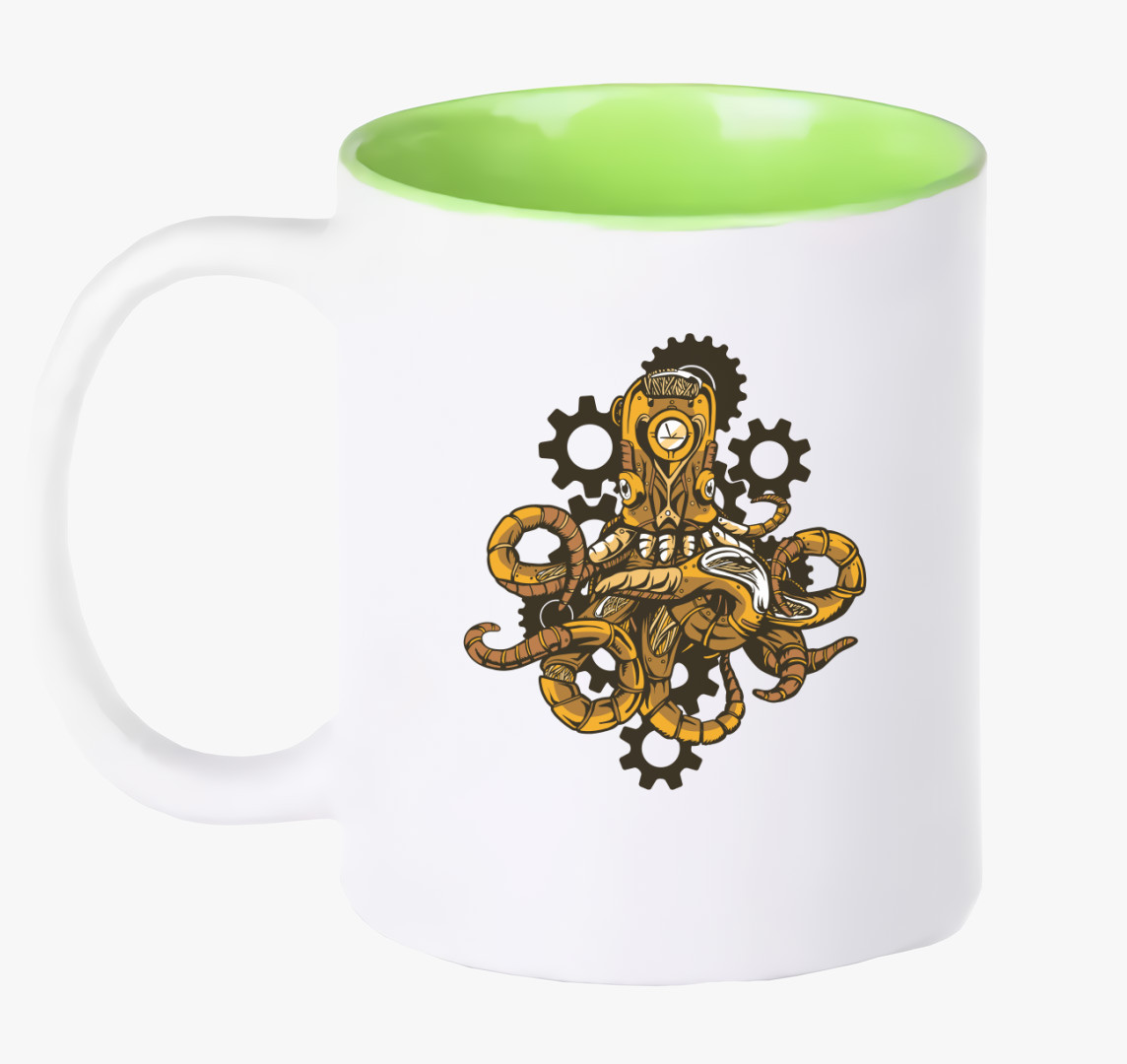 Steampunk polip bögre — Zöld
