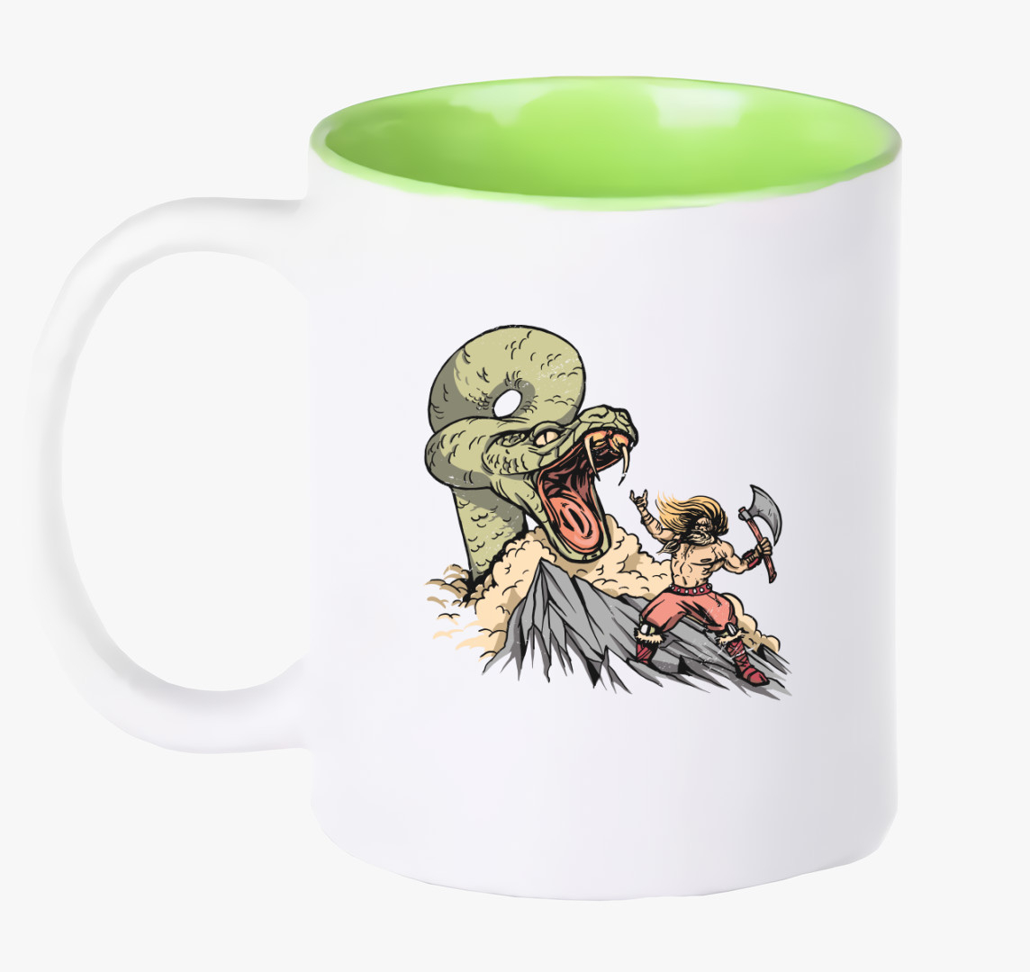 Thor és Jormungandr harca bögre — Zöld