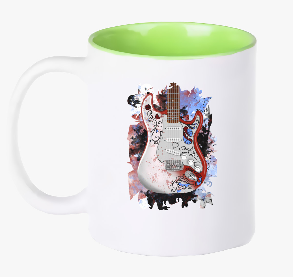 Jimi Hendrix gitár bögre — Zöld