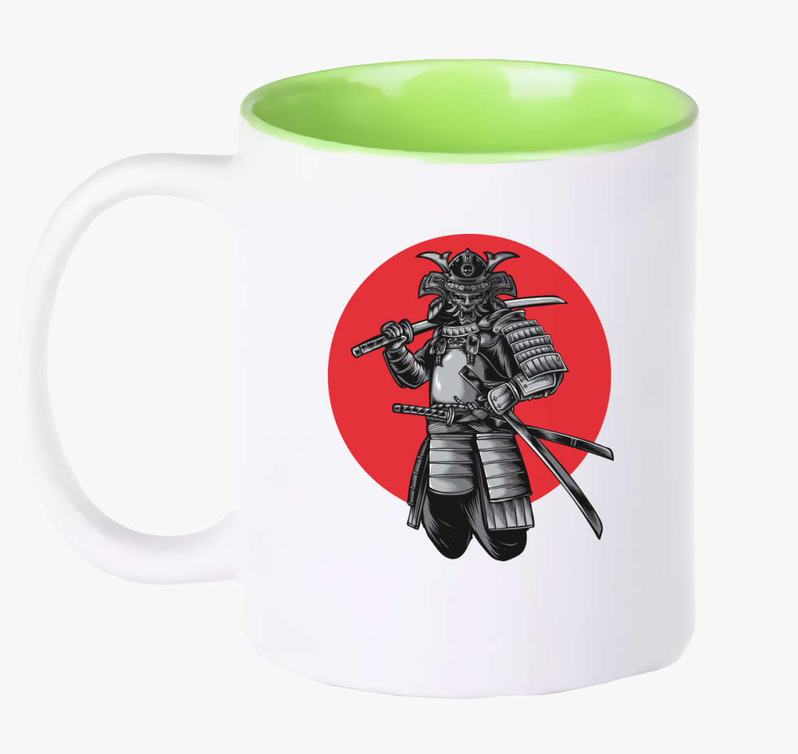 Japán szamuráj bögre — Zöld