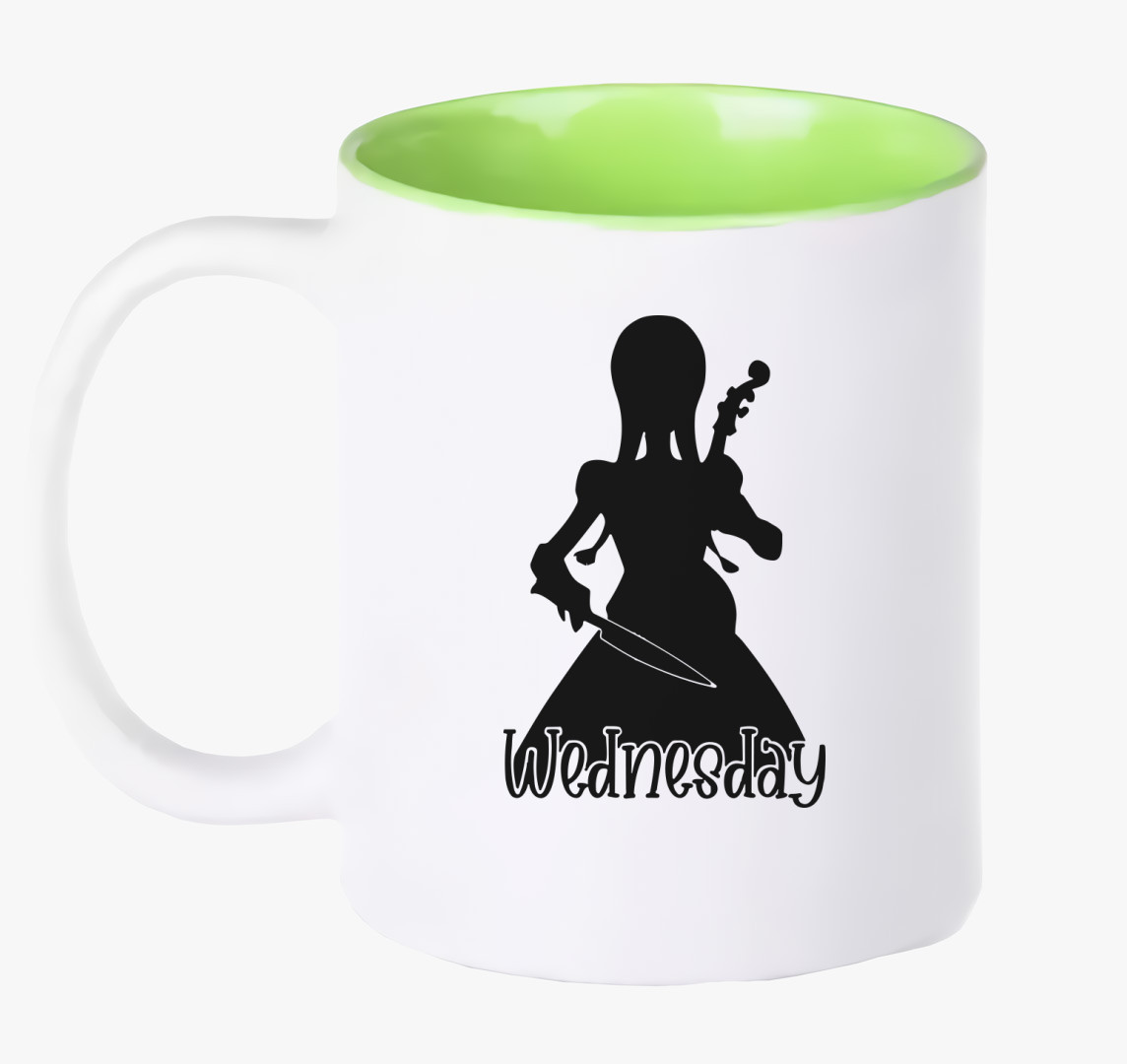 Wednesday Addams silhouette bögre — Zöld