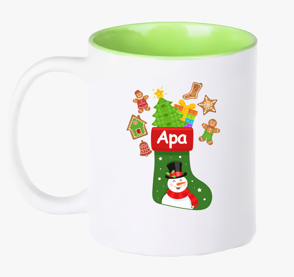Apa karácsonyi zokni bögre — Zöld