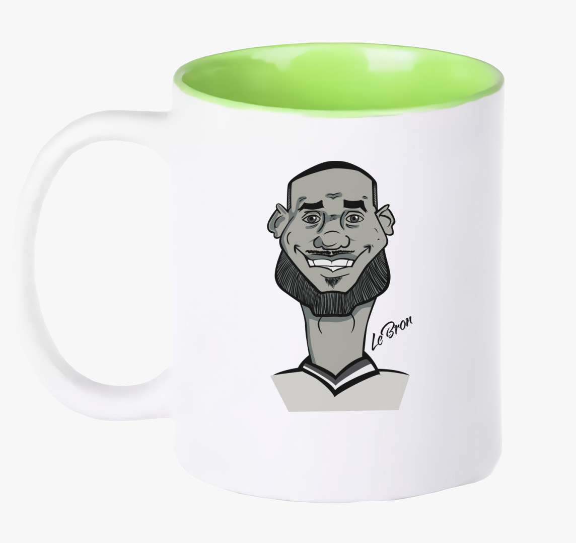 LeBron caricature bögre — Zöld