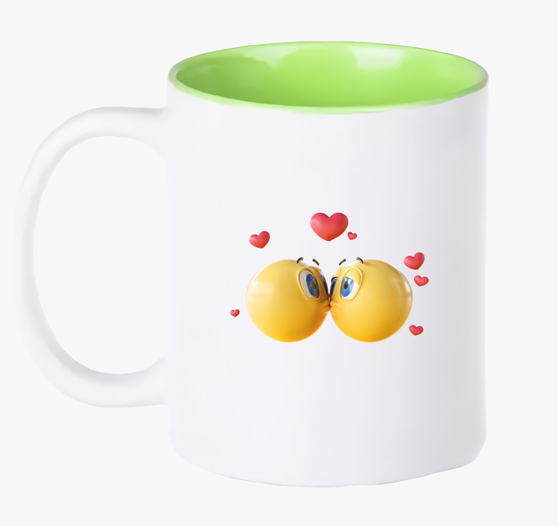 Csókos emojik bögre — Zöld