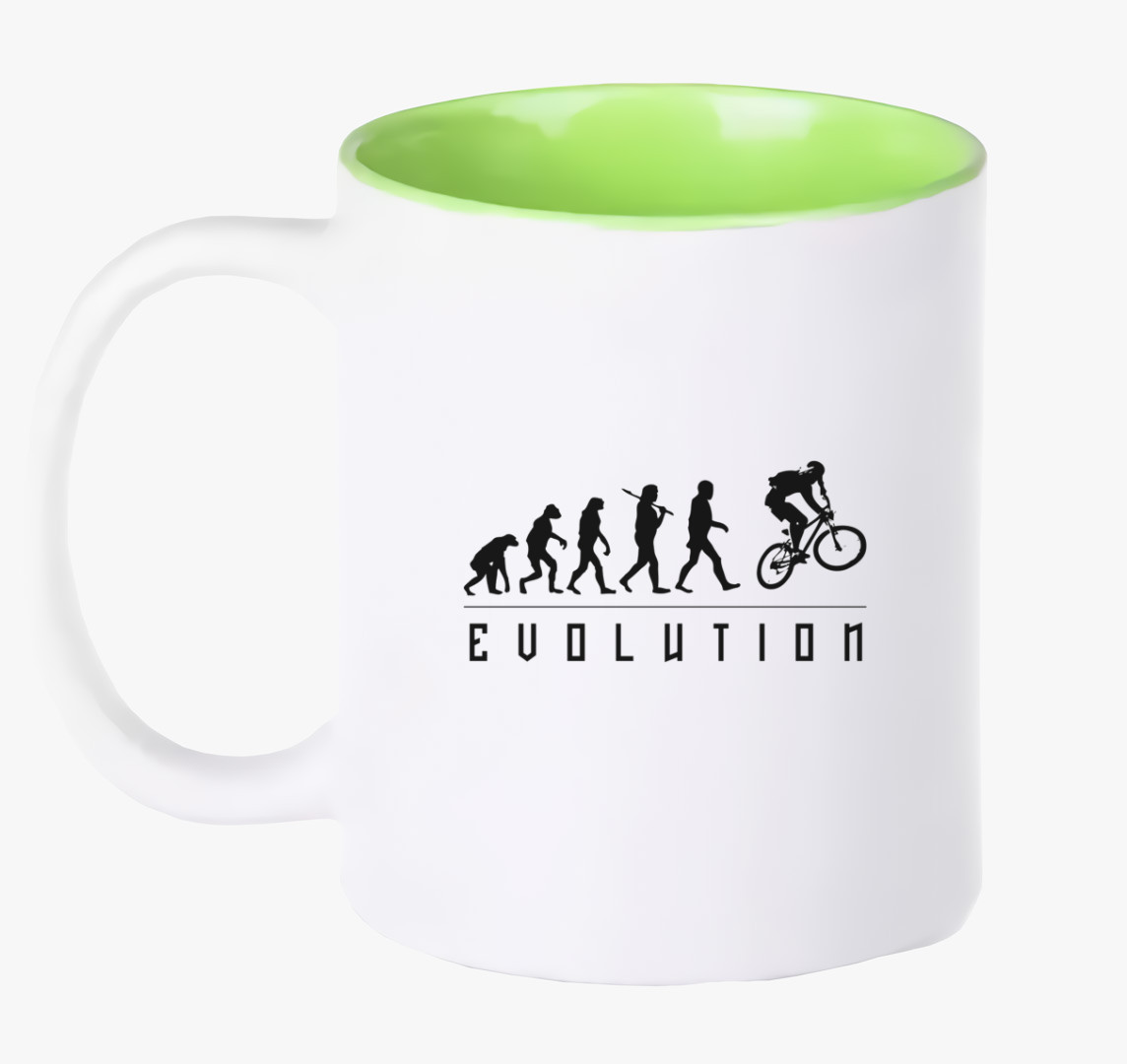 Biciklis Evolúció bögre — Zöld