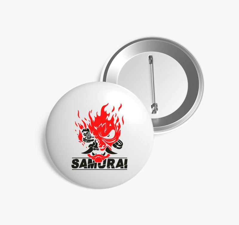 Samurai arc kitűző — Fehér