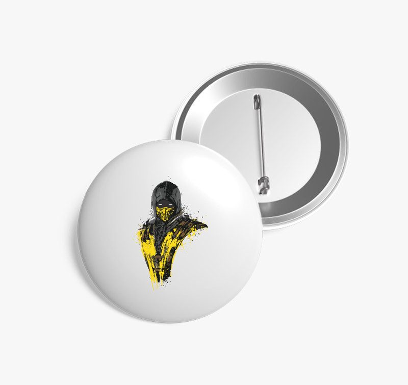 Mortal Kombat Scorpion Dotted kitűző — Fehér